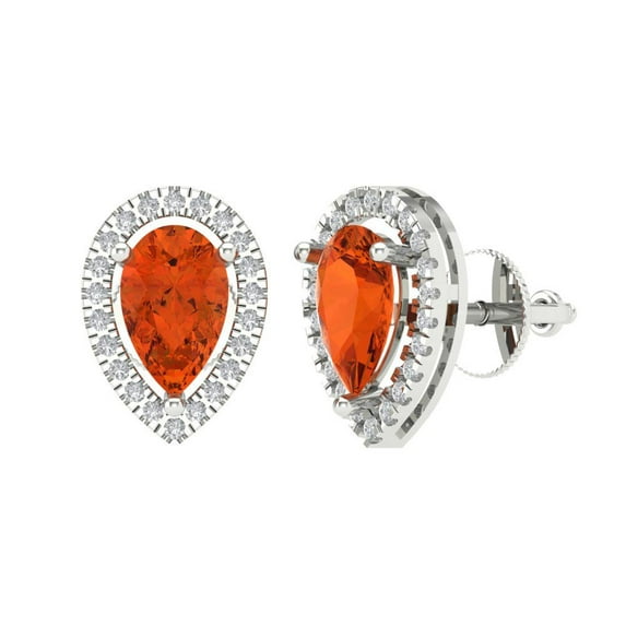 Clara Pucci 2.72Ct Red Pear Cut VVS1 Screw Back Stud 18k Solid hypoallergenic Gold Designer Earrings For April