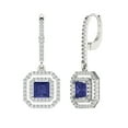 thumbnail image 1 of 14K Solid Gold Lever Back Stud Earrings for Women | 2.8174 cttw Princess Cut Simulated Tanzanite | White Gold, 1 of 5