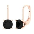thumbnail image 1 of 2 ct Lever-Back Drop Dangle Earrings for Women | 6.5mm Round Cut Natural Onyx | 18K Rose Gold, 1 of 5