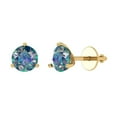 thumbnail image 1 of 14K Solid Gold Screw Back Stud Earrings for Women | 2 cttw Round Cut Blue Moissanite | Yellow Gold, 1 of 5