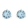 thumbnail image 1 of 2 ct Screw-Back Stud Earrings for Women | 6.5mm Round Cut Natural Aquamarine | 18K White Gold, 1 of 4