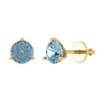 thumbnail image 1 of 2 ct Screw-Back Stud Earrings for Women | 6.5mm Round Cut Natural Aquamarine | 18K Yellow Gold, 1 of 5