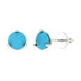 thumbnail image 1 of 14K Solid Gold Screw Back Stud Earrings for Women | 2 cttw Round Cut Simulated Turquoise | White Gold, 1 of 5