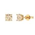 thumbnail image 1 of 14K Solid Gold Push Back Stud Earrings for Women | 2 cttw Round Cut Natural Morganite | Yellow Gold, 1 of 5
