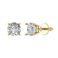 thumbnail image 1 of 14K Solid Gold Screw Back Stud Earrings for Women | 2 cttw Round Cut Moissanite | Yellow Gold, 1 of 5