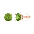 thumbnail image 1 of 14K Solid Gold Screw Back Stud Earrings for Women | 2 cttw Round Cut Natural Peridot | Rose Gold, 1 of 5