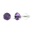 thumbnail image 1 of 14K Solid Gold Screw Back Stud Earrings for Women | 2 cttw Round Cut Simulated Alexandrite | White Gold, 1 of 5