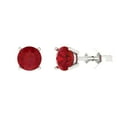 thumbnail image 1 of Clara Pucci 2 ct Brilliant Round Cut Solitaire Studs VVS1 Genuine Conflict free Red Ruby Solid 14K White Gold Designer Everyday Earrings Push Back, 1 of 5