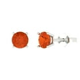 thumbnail image 1 of Clara Pucci 2 ct Brilliant Round Cut Solitaire Studs VVS1 Genuine Conflict free Red Zircon Solid 18K White Gold Designer Everyday Earrings Push Back, 1 of 5
