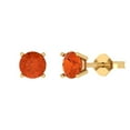thumbnail image 1 of Clara Pucci 2 ct Brilliant Round Cut Solitaire Studs VVS1 Genuine Conflict free Red Zircon Solid 18K Yellow Gold Designer Everyday Earrings Push Back, 1 of 5
