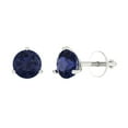 thumbnail image 1 of Clara Pucci 2Ct Blue Sapphire Round Cut VVS1 Screw Back Stud 18k Solid hypoallergenic Gold Designer Earrings For September, 1 of 7