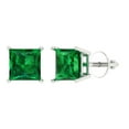 thumbnail image 1 of Clara Pucci 2Ct Emerald Princess Cut VVS1 Screw Back Stud 18k Solid hypoallergenic Gold Designer Earrings For May, 1 of 7