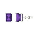 thumbnail image 1 of Clara Pucci 2Ct Natural Amethyst Emerald Cut VVS1 Push Back Stud 14k Solid hypoallergenic Gold Designer Earrings For February, 1 of 7