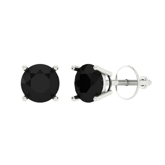 Clara Pucci 2Ct Natural Onyx Round Cut VVS1 Screw Back Stud 18k Solid hypoallergenic Gold Designer Earrings For July