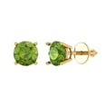 thumbnail image 1 of Clara Pucci 2Ct Natural Peridot Round Cut VVS1 Screw Back Stud 14k Solid hypoallergenic Gold Designer Earrings For August, 1 of 7