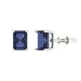 thumbnail image 1 of Clara Pucci 2Ct Blue Sapphire Emerald Cut VVS1 Push Back Stud 14k Solid hypoallergenic Gold Designer Earrings For September, 1 of 7