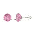 thumbnail image 1 of Clara Pucci 2Ct Pink Round Cut VVS1 Screw Back Stud 18k Solid hypoallergenic Gold Designer Earrings For April, 1 of 7