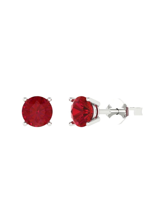 2Ct Ruby Round Cut VVS1 Push Back Stud 14k Solid hypoallergenic Gold Designer Earrings For July