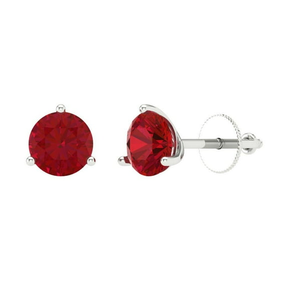 Clara Pucci 2Ct Ruby Round Cut VVS1 Screw Back Stud 18k Solid hypoallergenic Gold Designer Earrings For July