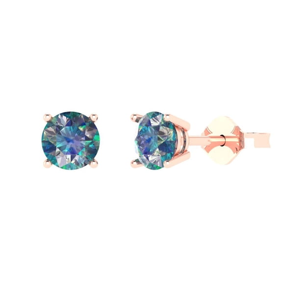 Clara Pucci 2Ct Synthetic Blue Moissanite Round Cut VVS1 Push Back Stud 18k Solid hypoallergenic Gold Designer Earrings For April