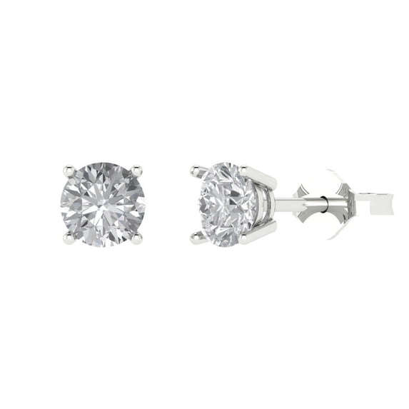 Clara Pucci 2Ct Synthetic White Sapphire Round Cut VVS1 Push Back Stud 18k Solid hypoallergenic Gold Designer Earrings For April