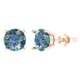 thumbnail image 1 of 3 ct Push-Back Stud Earrings for Women | 7.5mm Round Cut Blue Moissanite | 18K Rose Gold, 1 of 5