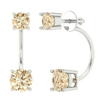 3 ct Screw-Back Stud Earrings for Women | 6.5mm Round Cut Natural Morganite | 18K White Gold