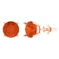 thumbnail image 1 of 3 ct Push-Back Stud Earrings for Women | 7.5mm Round Cut Simulated Red Diamond | 18K Rose Gold, 1 of 5