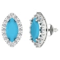 thumbnail image 1 of Clara Pucci 3.8Ct Turquoise Marquise Cut VVS1 Screw Back Stud 18k Solid hypoallergenic Gold Designer Earrings For December, 1 of 7