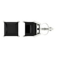 thumbnail image 1 of 3 ct Screw-Back Stud Earrings for Women | 6.5mm Princess Cut Natural Onyx | 18K White Gold, 1 of 5
