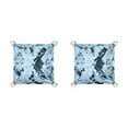 thumbnail image 1 of 3 ct Screw-Back Stud Earrings for Women | 6.5mm Princess Cut Natural Swiss Blue Topaz | 18K White Gold, 1 of 4
