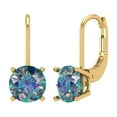 thumbnail image 1 of 3 ct Lever-Back Drop Dangle Earrings for Women | 7.5mm Round Cut Blue Moissanite | 18K Yellow Gold, 1 of 5