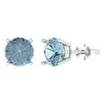 thumbnail image 1 of 14K Solid Gold Push Back Stud Earrings for Women | 3 cttw Round Cut Natural Swiss Blue Topaz | White Gold, 1 of 5
