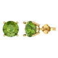 thumbnail image 1 of 3 ct Push-Back Stud Earrings for Women | 7.5mm Round Cut Natural Peridot | 18K Yellow Gold, 1 of 5