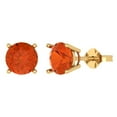 thumbnail image 1 of Clara Pucci 3 ct Brilliant Round Cut Solitaire Studs VVS1 Genuine Conflict free Red Zircon Solid 18K Yellow Gold Designer Everyday Earrings Push Back, 1 of 5
