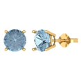 thumbnail image 1 of Clara Pucci 3Ct Blue Round Cut VVS1 Push Back Stud 14k Solid hypoallergenic Gold Designer Earrings For April, 1 of 7