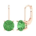 thumbnail image 1 of Clara Pucci 3Ct Green Round Cut VVS1 Lever Back Drop Dangle 14k Solid hypoallergenic Gold Designer Earrings For April, 1 of 7