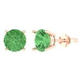 thumbnail image 1 of Clara Pucci 3Ct Green Round Cut VVS1 Push Back Stud 14k Solid hypoallergenic Gold Designer Earrings For April, 1 of 7