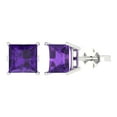 thumbnail image 1 of Clara Pucci 3Ct Natural Amethyst Princess Cut VVS1 Push Back Stud 14k Solid hypoallergenic Gold Designer Earrings For February, 1 of 7