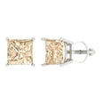 thumbnail image 1 of Clara Pucci 3Ct Natural Morganite Princess Cut VVS1 Screw Back Stud 18k Solid hypoallergenic Gold Designer Earrings For February, 1 of 7