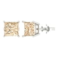 thumbnail image 1 of Clara Pucci 3Ct Natural Morganite Princess Cut VVS1 Push Back Stud 14k Solid hypoallergenic Gold Designer Earrings For February, 1 of 7
