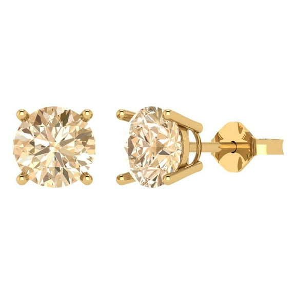 Clara Pucci 3Ct Natural Morganite Round Cut VVS1 Push Back Stud 14k Solid hypoallergenic Gold Designer Earrings For February