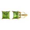 thumbnail image 1 of Clara Pucci 3Ct Natural Peridot Princess Cut VVS1 Screw Back Stud 18k Solid hypoallergenic Gold Designer Earrings For August, 1 of 7
