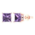 thumbnail image 1 of Clara Pucci 3Ct Alexandrite Princess Cut VVS1 Push Back Stud 14k Solid hypoallergenic Gold Designer Earrings For June, 1 of 7