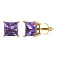 thumbnail image 1 of Clara Pucci 3Ct Alexandrite Princess Cut VVS1 Screw Back Stud 14k Solid hypoallergenic Gold Designer Earrings For June, 1 of 7