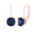 thumbnail image 1 of Clara Pucci 3Ct Blue Sapphire Round Cut VVS1 Lever Back Drop Dangle 14k Solid hypoallergenic Gold Designer Earrings For September, 1 of 7