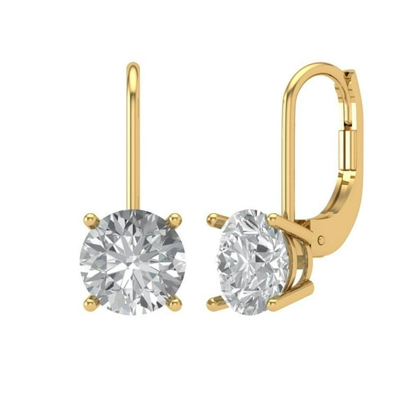 Clara Pucci 3Ct Clear Round Cut VVS1 Lever Back Drop Dangle 18k Solid hypoallergenic Gold Designer Earrings For April