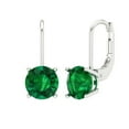 thumbnail image 1 of Clara Pucci 3Ct Emerald Round Cut VVS1 Lever Back Drop Dangle 18k Solid hypoallergenic Gold Designer Earrings For May, 1 of 7