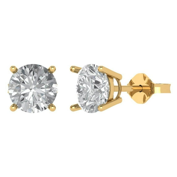 Clara Pucci 3Ct Synthetic White Sapphire Round Cut VVS1 Push Back Stud 18k Solid hypoallergenic Gold Designer Earrings For April
