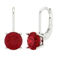 thumbnail image 1 of Clara Pucci 4 ct Brilliant Round Cut Drop Dangle VVS1 Genuine Conflict free Red Ruby Solid 18K White Gold Designer Everyday Earrings Lever Back, 1 of 5